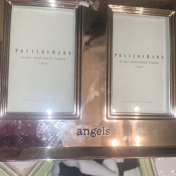 Pottery Barn Accents Pottery Barn Thick Silver Double Frame Angels
